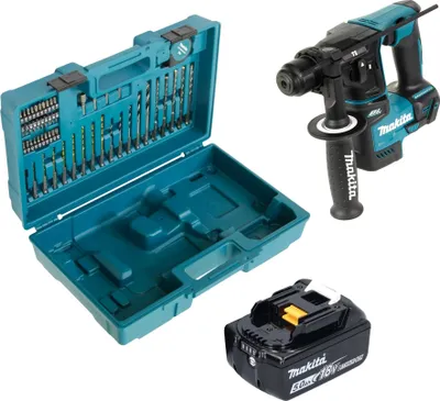 Produktbild von Makita DHR 171 T1X3 Akku Bohrhammer 18 V 1,2 J SDS-Plus Brushless + 1x Akku 5,0 Ah + 65 tlg. Zubehör Set + Koffer - ohne Ladegerät