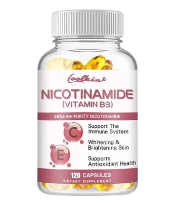 Immagine prodotto di Nicotinamide Vitamina B3 + Vitamina C, E (120 capsule) Integratore alimentare, pelle, antiossidante, salute della pelle, sistema immunitario, schiarente per la pelle