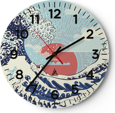 Produktbild von Wanduhr - Rund - Glasuhr - Rot modern vielleicht - 30x30cm - Schleichendes Uhrwerk - Lautlos - zum Aufhängen bereit - Dekoration Modern - Wanddekoration aus Glas - C4AR30x30-4435