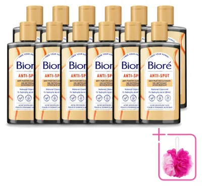Imagen del producto de 12 unidades de gel limpiador anti-imperfecciones Bioré con carbón, 200 ml, pack ahorro