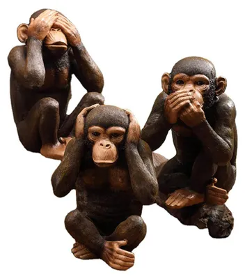 3 Affen der Weisheit Skulptur, Harz, 20x15x13 cm