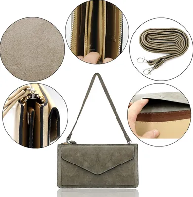 Produktbild von Glamexx24 Geldbörse Elegant Damen Portemonnaie Frau Cluth Kunst Leder Geldbörse Geldbeutel Reißverschluss Handytasche 25226-Farbe: Grau