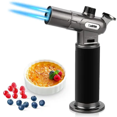 Produktbild von Küchenbrenner Flambierbrenner Gasbrenner - Doppelflamme - Nachfüllbar - Edelstahl - Für Crème brûlée und Flambieren