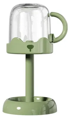 Immagine prodotto di Portaspetini da bagno, organizer con bicchiere per dentifricio e 4 scomparti, colore verde, dimensioni 10,3 x 21-26 cm