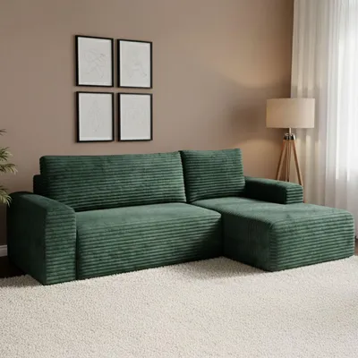 Immagine prodotto di Folgarida - Divano Letto con Penisola, 268x163 cm Verde, Contenitore