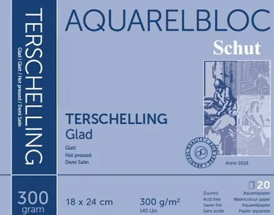 Image de Bloc de papier aquarelle Schut, surface lisse, 18 x 24 cm, 300 g, 20 feuilles, blanc