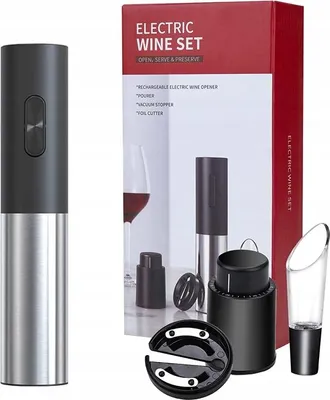 Zdjęcie produktu dla Otwieracz do wina elektryczny zestaw szybkie usuwanie korka komfort użytkowania nowoczesny wygląd