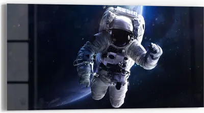 Produktbild von DEQORI Glasbild Echtglas 60x30 cm 'Schwebender Kosmonaut' Wandbild Bild modern Deko