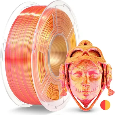 PLA Silk Filament 1,75 mm, zweifarbig rot/gold, 1,1 kg