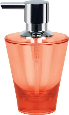 Zdjęcie produktu dla Dozownik mydła w płynie Spirella "Max Light", pojemność 8,5 x 8,5 x 14,5 cm - 250ml - Pomarańczowy