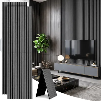 Produktbild von Eikuavons 2 Stück faltbare Akustikpaneele in Holzoptik mit Filz, 240 x 60 cm, Silbereiche