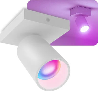 Produktbild von SSC-LUXon NUVIO Aufputzstrahler Deckenlicht Wandleuchte 1-flammig weiß downlight drehbar inkl. Leuchtmittel Smart RGB+CCT GU10