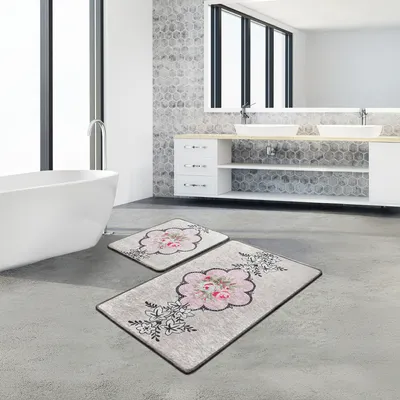 Produktbild von Bosdela Ovales 2-Teiliges Badezimmerteppich-Set, WC-Vorleger-SetRosas