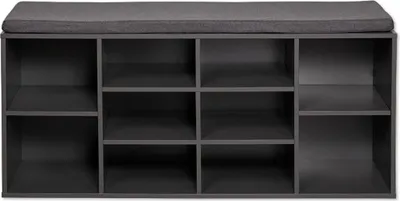 Produktbild von KESPER® Schuhschrank mit Sitzkissen, grau, für 10 Paar Schuhe, 8 Fächer, Kissenbezug waschbar, B103,5xH48xT29,5cm, Flurbank,1592313