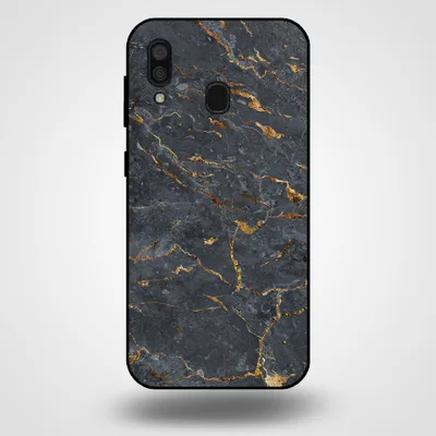 Produktbild von Smartphonica Handytasche für Samsung Galaxy A30 mit Marmordruck - TPU Rückseite Fall Marmor Design - Gold Grau