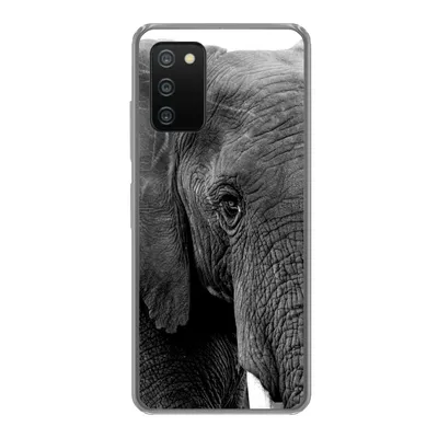 Produktbild von MuchoWow® Handyhülle Schutzhülle Hülle für Samsung Galaxy A03s Elefant - Tiere - Schwarz - Weiß - Natur Silikon Softcase Handy Hülle - Schutz