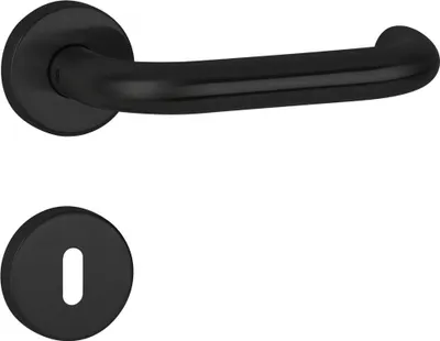 Produktbild von 1801/2036 Hermat Türdrücker-Rosettengarnitur U-Form schwarz ähnlich RAL 9005 (Lochung: BB) Lochung: BB
