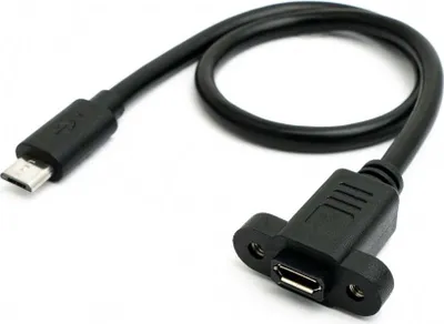 Produktbild von SYSTEM-S USB 2.0 Kabel 30 cm Micro B Stecker zu Buchse Schraube in Schwarz