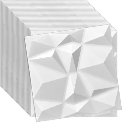 Zdjęcie produktu dla Verdico | Panel ścienny 3D z polistyrenu - 50x50 cm - Biały - Nowoczesny design - 40 sztuk do stylowych pomieszczeń, panele ścienne i sufitowe