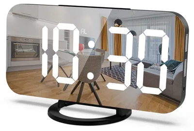 Digitalwecker mit LED-Display, Spiegel, USB, Snooze, 15,2 cm