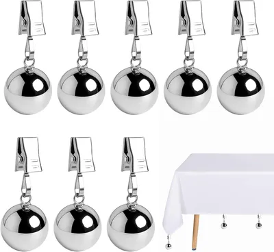 Produktbild von Tischtuchbeschwerer 8er Set aus Edelstahl, Tischdeckenklammern mit starkem Halt, windfest & rostfrei, für Garten, Camping & Outdoor