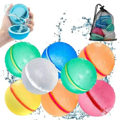 Produktbild von 16er set magnetische wasserbomben aus silikon – wiederverwendbar, selbstschließend & schnell befüllbar, bunte wasserbälle für pool, strand, garten und sommerliche wasserspiele