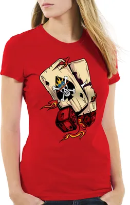 Produktbild von style3 One Ace Damen T-Shirt poker piece strohhut bande anime manga, Farbe:Rot, Größe:XL