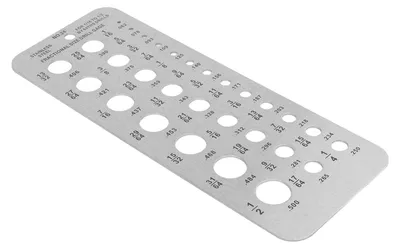 Obrázek produktu pro Vrtací šablona z nerezové oceli pro vrtáky velikosti 1/16 palce až 1/2 palce (17/64šC1/2 palce, 0,062šC0,250 palce), 29 otvorů, kovová vrtací šablona