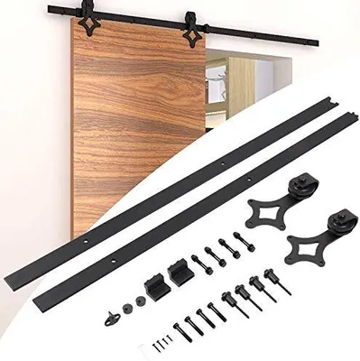 Obrázek produktu pro Wolketon Sada hardwaru pro posuvné dveře 6,6FT/200cm Systém posuvných dveří Sada sestavy posuvných dveří včetně kolejnice