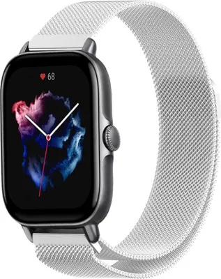 Produktbild von Strap-it Milanese Armband - Kompatibel mit Amazfit GTS 3 Armband Ersatzarmband Edelstahl - Armband mit Magnetverschluss - Hochwertiges Material - für Smartwatch 20mm Armband Silber