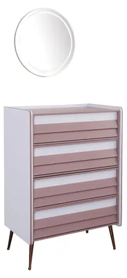 Produktbild von Kommode mit Spiegel Holz Kommoden Möbel Schrank Kinderzimmer Rosa Neu