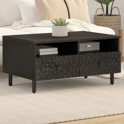 Produktbild von Design Couchtisch Schwarz 80x54x40 cm Massivholz Mango, Couchtische 2024 Neu