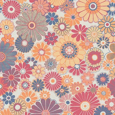 Produktbild von Profhome 395354-GU Retro Tapete Blumen matt rot ocker-gelb orange blau 4,5 m2