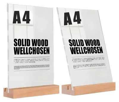 Immagine prodotto di Solidchoice - Set di 2 supporti per cartelli A4 in acrilico con base in legno