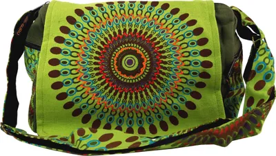Produktbild von Schultertasche, Hippie Tasche, Goa Tasche - Grün, Uni - Erwachsene, Baumwolle, 23*28*20 cm, Alternative Umhängetasche, Handtasche aus Stoff
