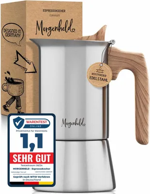 Moka-Kanne 6 Tassen 300 ml Edelstahl Espressokocher