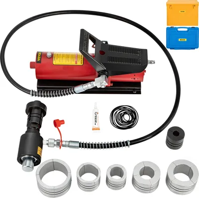 Immagine prodotto di Espansore idraulico per tubi di scarico VEVOR, dimensioni da 1-5/8" a 4-1/4", pompa a pedale 10-T inclusa, con 4 matrici, 2 custodie per tubi in rame-alluminio per riparazioni di autovetture