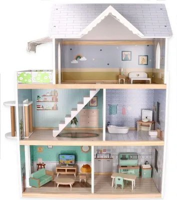 Produktbild von Adam Toys Großes hölzernes Puppenhaus