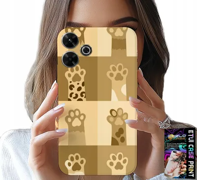 Produktbild von Hülle für Xiaomi Redmi 13 4G - Motiv: Katze, mit Katzenmotiven, Pfotenabdrucke