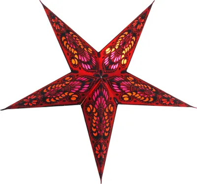 Produktbild von Faltbarer Advents Leucht Papierstern, Weihnachtsstern 40 cm - Menor Small Bordeaux, Rot, Star Fensterdeko, 7 Spitzen