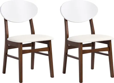 Produktbild von BELIANI Esszimmerstuhl 2er Set Dunkelbraun Cremeweiß Kunstleder mit Holzbeinen ohne Armlehnen Skandinavisches Design Stuhl für Esszimmer Küche