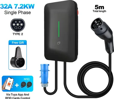 Obrázok produktu pre Nabíjacia stanica pre elektromobily, inteligentné ovládanie, nastaviteľné úrovne prúdu, EU-7,2KW, TYP2