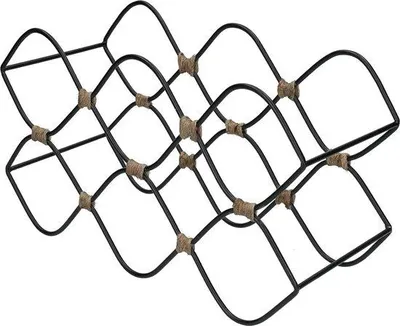 Obrázok produktu pre Kovový voľne stojací stojan na víno, čierny, v industriálnom štýle, na 8 fliaš, 46 x 13 x 29,5 cm