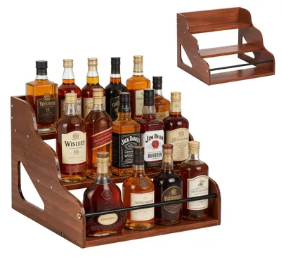 3-lagiges Holz-Displayregal, rustikales Weinregal, 24x32x30 cm