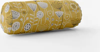 Produktbild von SCHÖNER LEBEN. Kissenhülle Fryett`s Blumen abstrakt ockergelb Größe 15x40cm (ØxB) Nackenrolle 15x40cm (ØxB) Nackenrolle Größe