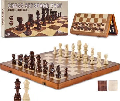 3-in-1 Reiseschach Aus Holz - Klappbares Schachbrett Mit Figuren Für Unterwegs