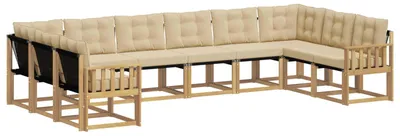 Produktbild von vidaXL Outdoor-Sofagarnitur mit Kissen 10 pcs Weiß und Beige