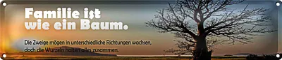 Produktbild von Blechschild Spruch 46x10cm Familie ist wie Baum die Zweige Dekoration