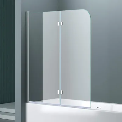 Image de doporro Paroi de Baignoire 120x140cm Pare Baignoire 2 Volets Montage Réversible Verre Trempé Transparent 6mm Cortona1408