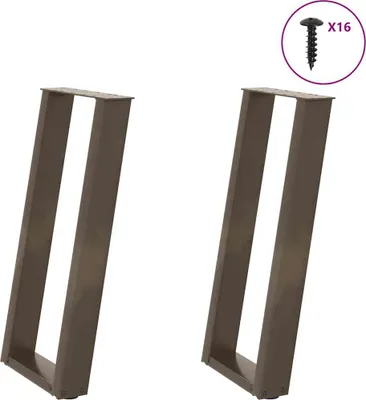 Produktbild von Konsolentischbeine U-Form 2 Stk. Naturstahl 38x(72-73) cm Stahl